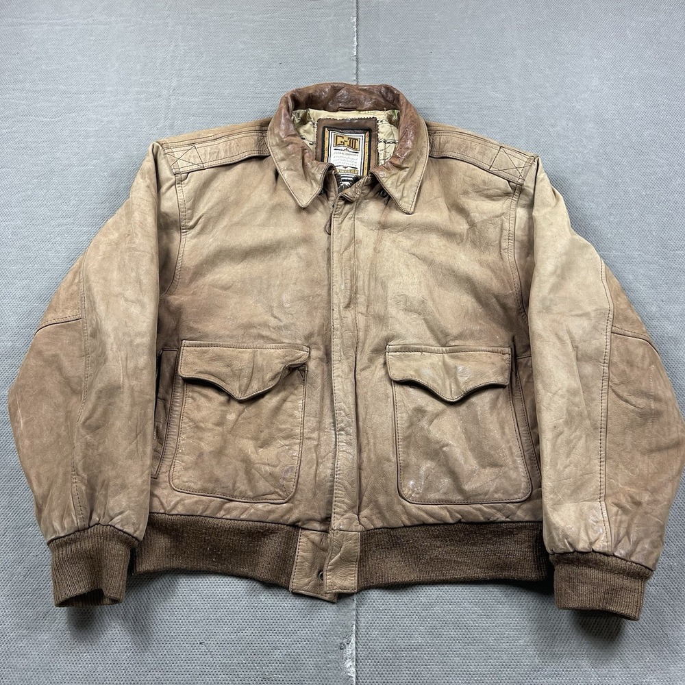 VTG Global Identity GIII Jacket Mens‎ S Leather Map Lined Aviator Bomber Flight